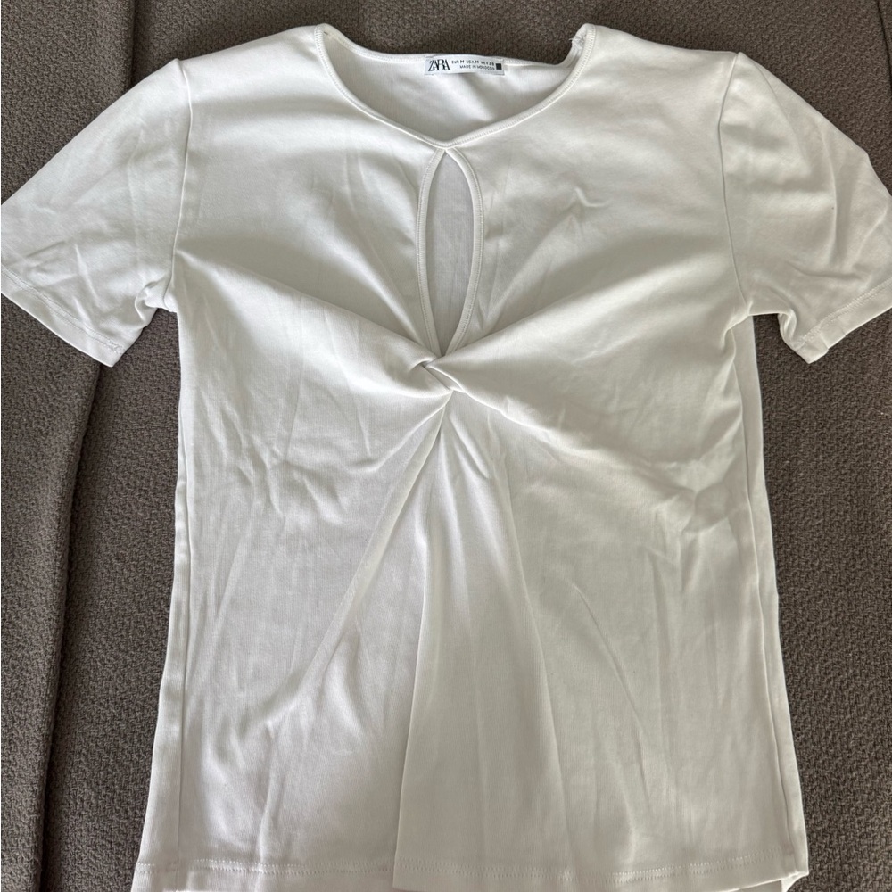 Zara Cream Twist Detail Tee